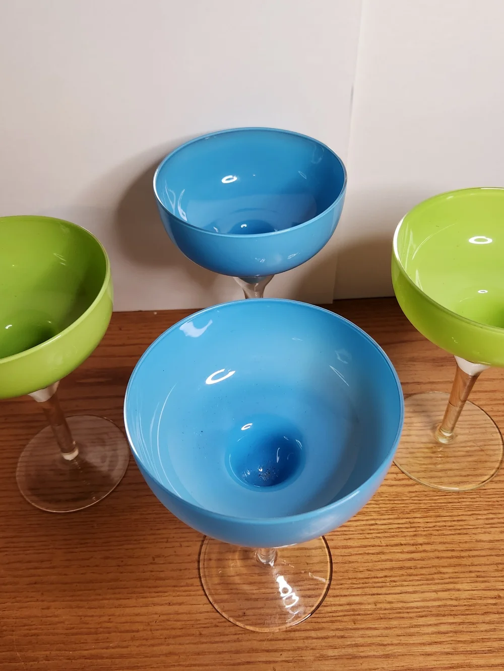 Crate&Barrel Blue and Lime Margarita Glasses